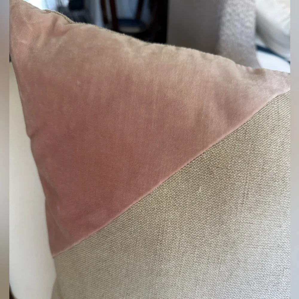 West Elm Linen Velvet Rose Accent Pillow 24”x24”